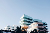 View of the hotel balconies at South Beach. Original public domain image from Wikimedia Commons