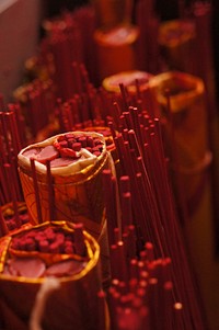A collection of red incense sticks in Tangerang. Original public domain image from <a href="https://commons.wikimedia.org/wiki/File:Red_incense_sticks_(Unsplash).jpg" target="_blank" rel="noopener noreferrer nofollow">Wikimedia Commons</a>