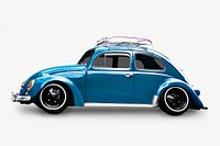 Blue beetle car sticker, vintage vehicle collage element psd