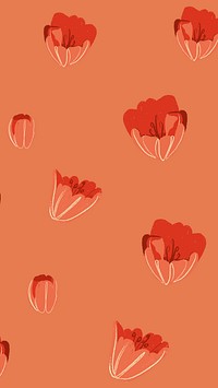 Red tulip floral pattern vector mobile wallpaper