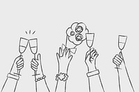 Wedding celebration doodle hand holding drinks