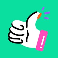 Thumbs-up gesture symbol psd in funky pink and green