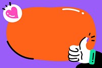Funky purple frame vector with big orange bubble and thumbs up icon