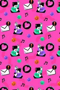 Cute social media icon psd pattern in funky style