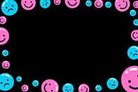 Cute emoji vector frame in blue and pink tone