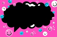 Vivid pink bubble frame with emoticons