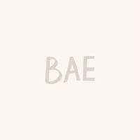 Doodle bae text psd in gray