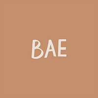 Doodle bae text psd in gray