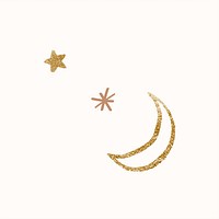 Cute doodle crescent moon psd in glitter gold