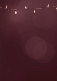 Bokeh border background vector in burgundy red with glowing hanging lights