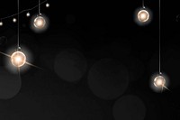 Festive black background vector with glowing hanging lights