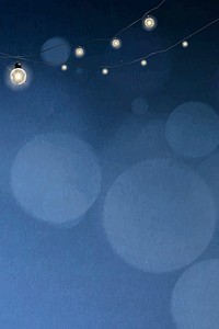 Bokeh background vector in blue with glowing hanging lights