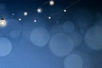 Bokeh background vector in blue with glowing hanging lights