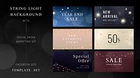 Social media template vector editable marketing posts with beautiful lights collection