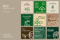 Eco friendly template vector for social media post set