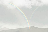 Rainbow over mountains background vector with clouds