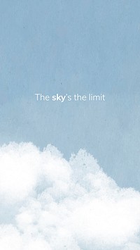 Sky story template vector for social media with white clouds and editable text, sky&rsquo;s the limit