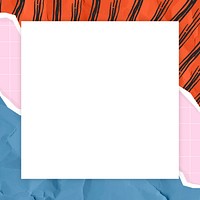 Frame vector with colorful ripped paper