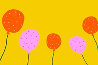 Yellow party balloons background psd in birthday theme