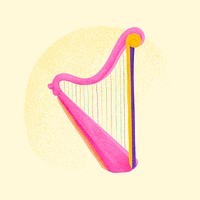 Pink harp sticker psd musical instrument illustration