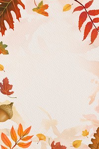Fall leaves frame psd on beige background