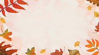 Autumn leaves frame vector on beige background