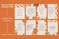 Autumn season quote template vector set for pinterest post
