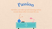 Interior banner template vector with passion text in hand drawn style
