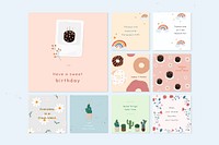 Good mood quote template vector set for social media post cute hand drawn