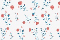 Pink floral patterned background vector feminine style cute hand drawn style