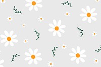 Daisy flowers patterned background vector cute hand drawn style