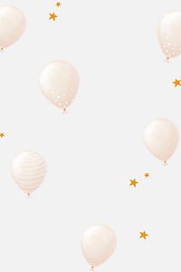 White balloon patterned background vector cute hand drawn style