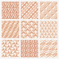 Modern 3D geometric pattern vector orange background set