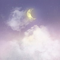 Pastel background with white crescent moon