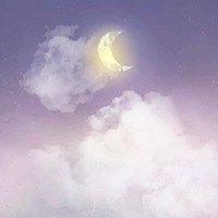 Sky background vector with crescent moon