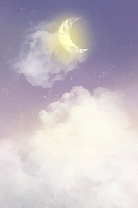 Sky background vector with crescent moon