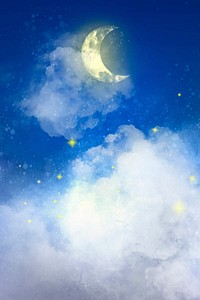 Aesthetic background with white crescent moon