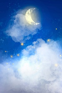 Sky background vector with crescent moon