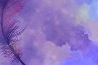 Realistic feather on purple background