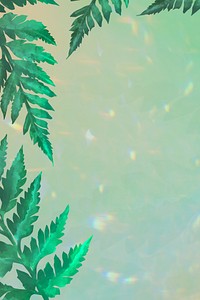 Aesthetic green leaves border background for social media post