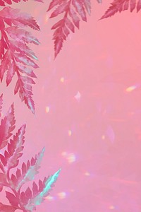 Aesthetic leaves on pink background