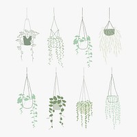 Simple green hanging plant psd set