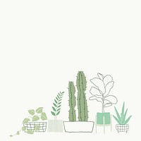 Potted plant doodle vector background with blank space