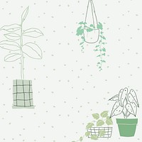 Houseplant doodle background vector with blank space