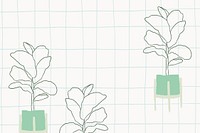 Fiddle leaf fig doodle vector in grid background