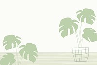 Green monstera plant vector background with blank space