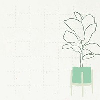 Hand drawn houseplant vector in grid background