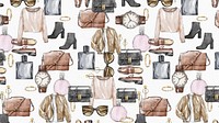 Fashion patterned background with clothes and accessories 