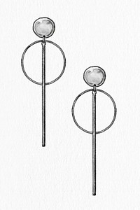 Women's modern earrings psd hand drawn fashion illustration