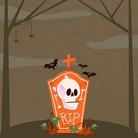 Halloween background wallpaper vector, in brown spooky tombstone border